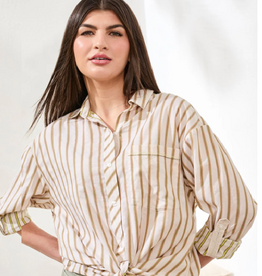 Tribal Tribal Rainforest  Double Stripe Poplin L/S  Top