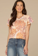 Democacy Democracy Macadamia Sienna Print Crew Neck  S/S Top