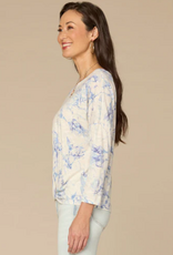 Democracy Democracy Marble Printed Scoop Neck 3/4 Sleeve Top