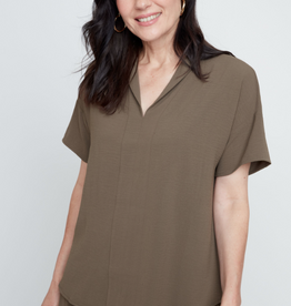 Renuar Renuar Khaki S/S V-Neck Top