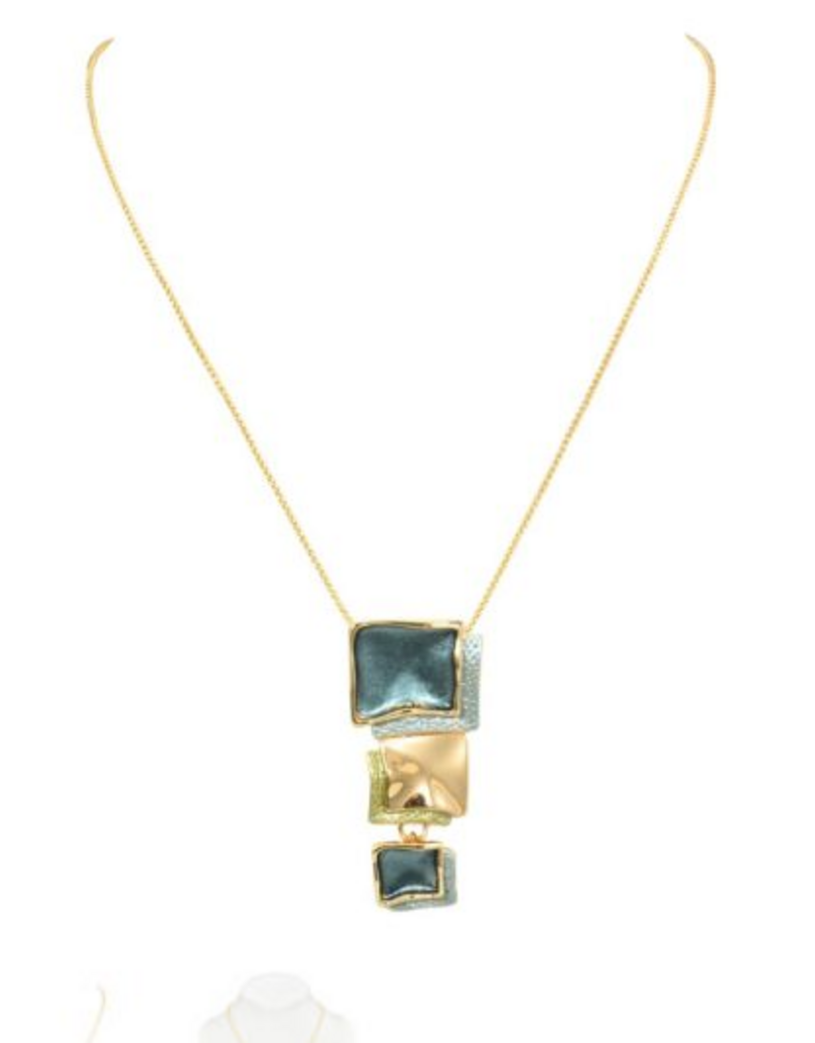Coronet Coronet Blue/Green Enamel Pendant Necklace Gold