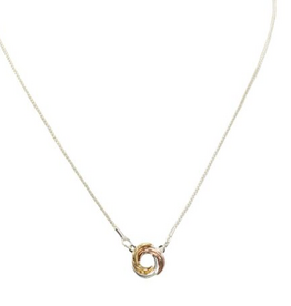 Coronet Coronet Tri-Tone Interlocking Circles Pendant Necklace