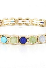 Coronet Coronet Blue/Green Bezel Round Stone Stretch Bracelet