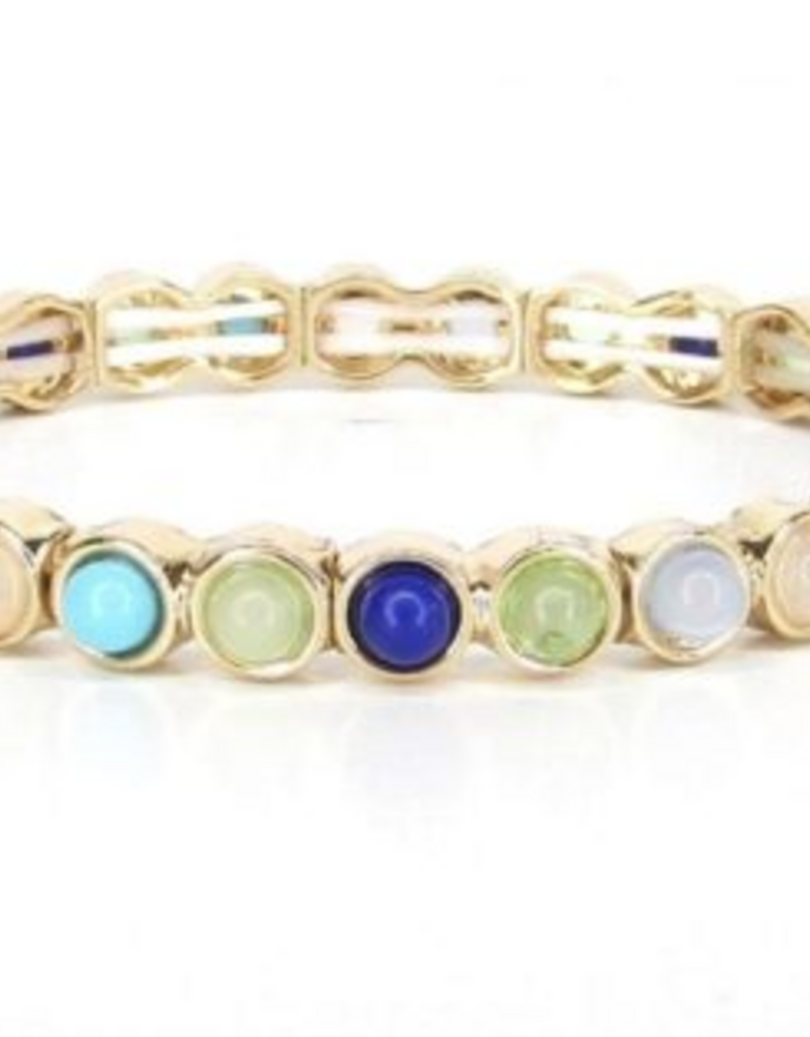 Coronet Coronet Blue/Green Bezel Round Stone Stretch Bracelet