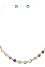Coronet Coronet Blue/Green Bezel Round Stone Stretch Bracelet