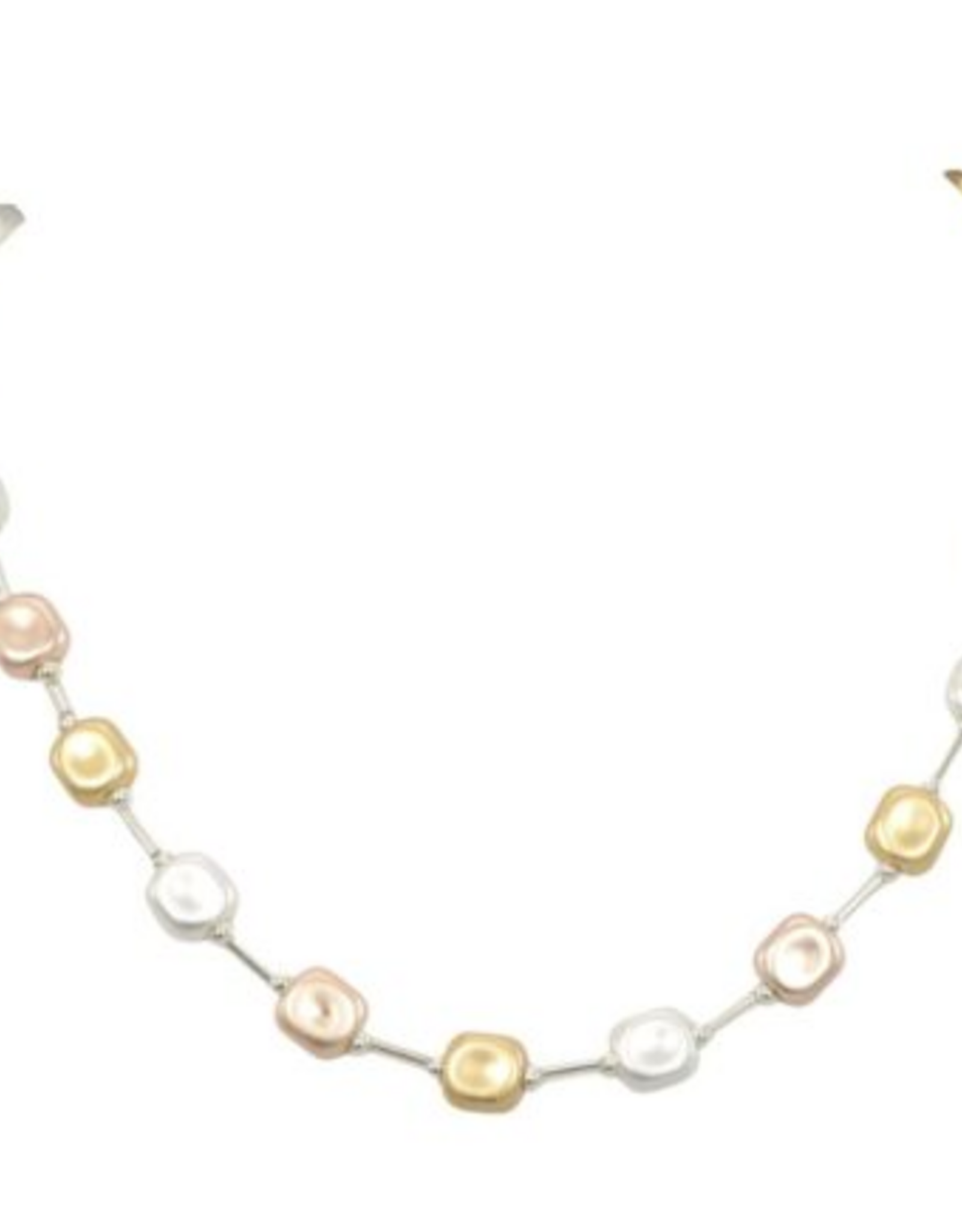 Coronet Coronet 41157 Tri-Tone Station Metal Beaded Necklace