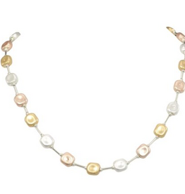 Coronet Coronet 41157 Tri-Tone Station Metal Beaded Necklace