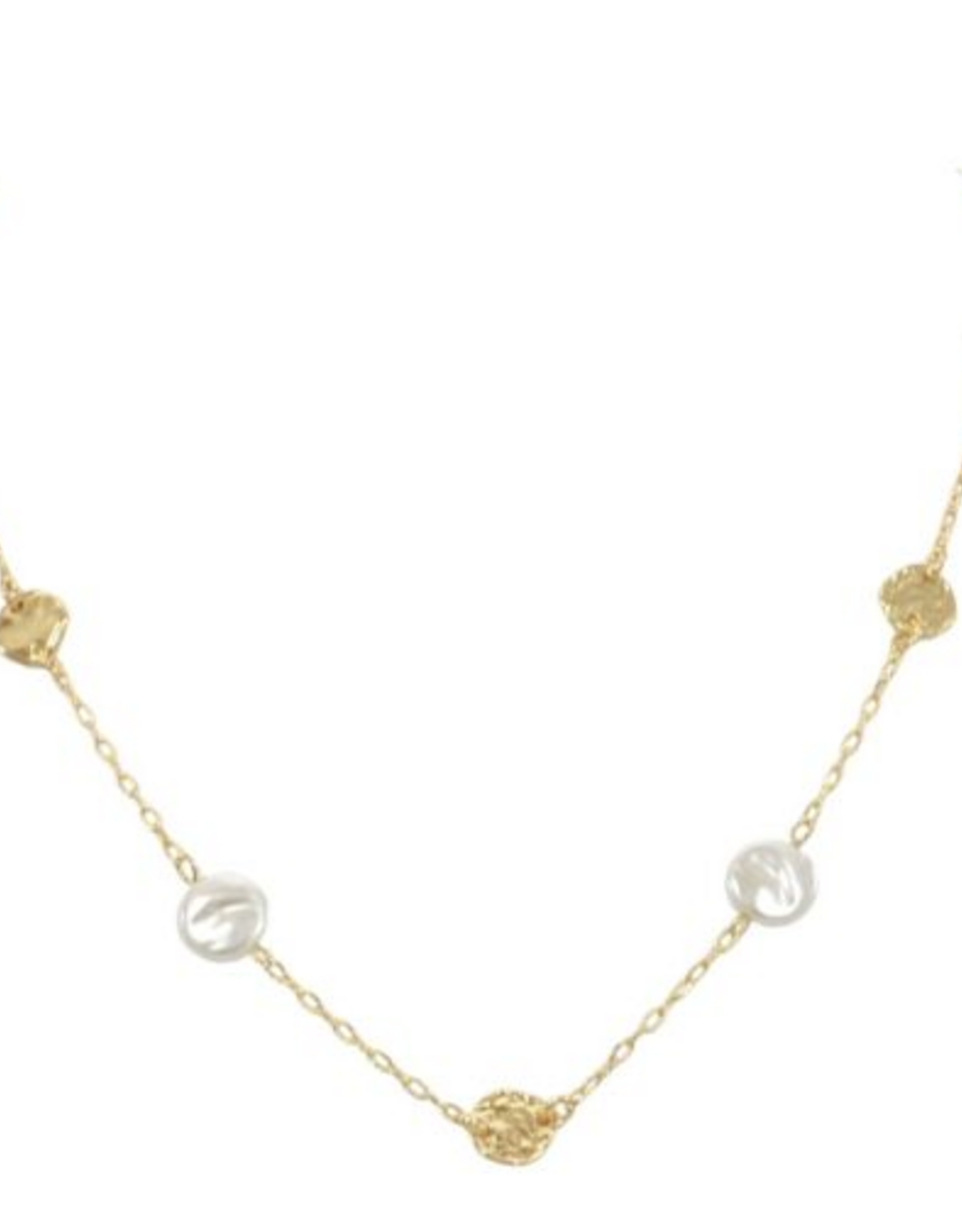 Coronet Coronet Gold/Pearl Disc Bead Necklace