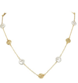 Coronet Coronet Gold/Pearl Disc Bead Necklace