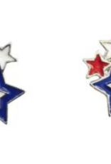 Coronet Coronet Patriotic R/W/B 3 Stars Earring