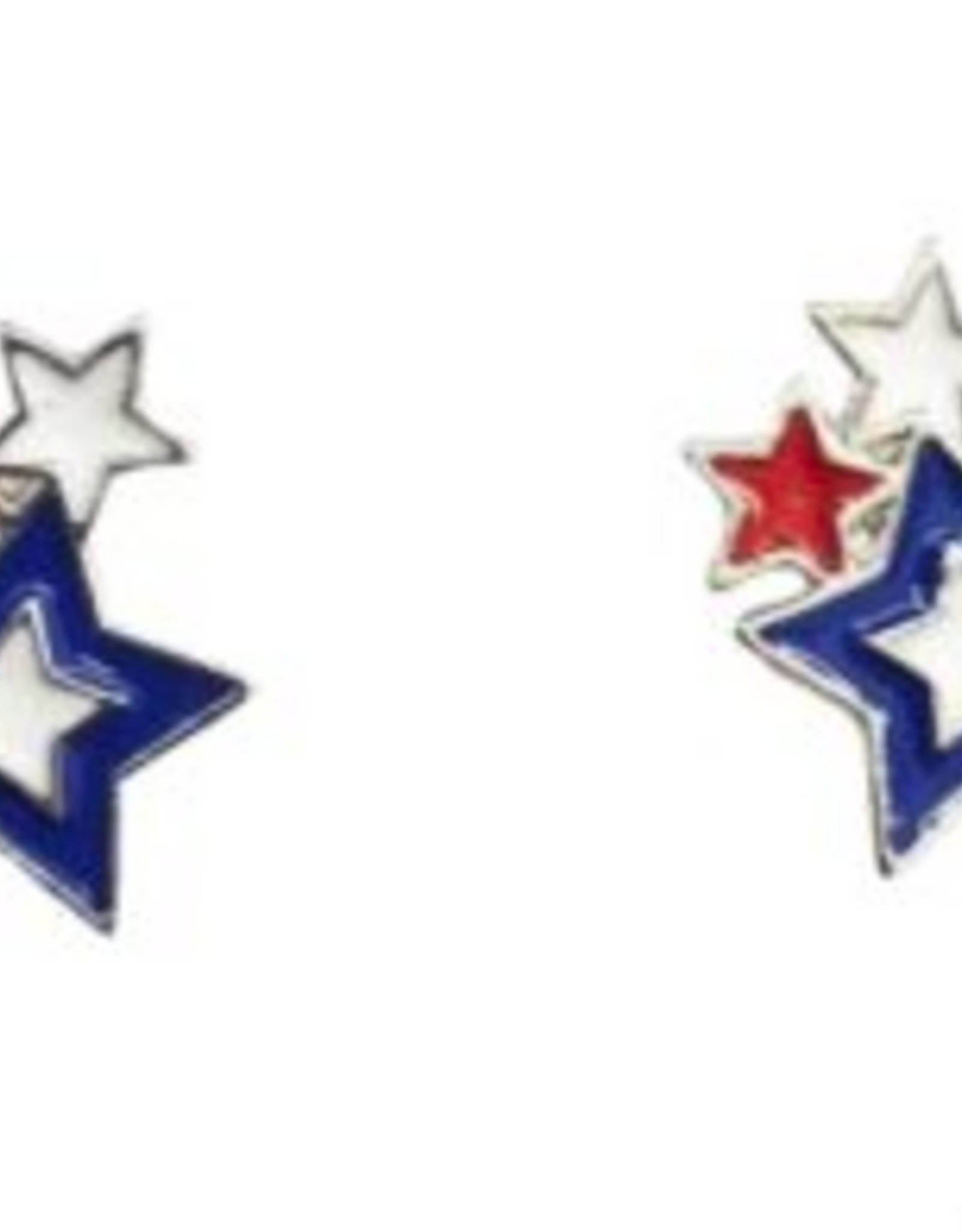 Coronet Coronet Patriotic R/W/B 3 Stars Earring