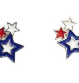 Coronet Coronet Patriotic R/W/B 3 Stars Earring