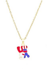 Coronet Coronet Gold Patriotic R/W/B USA Necklace