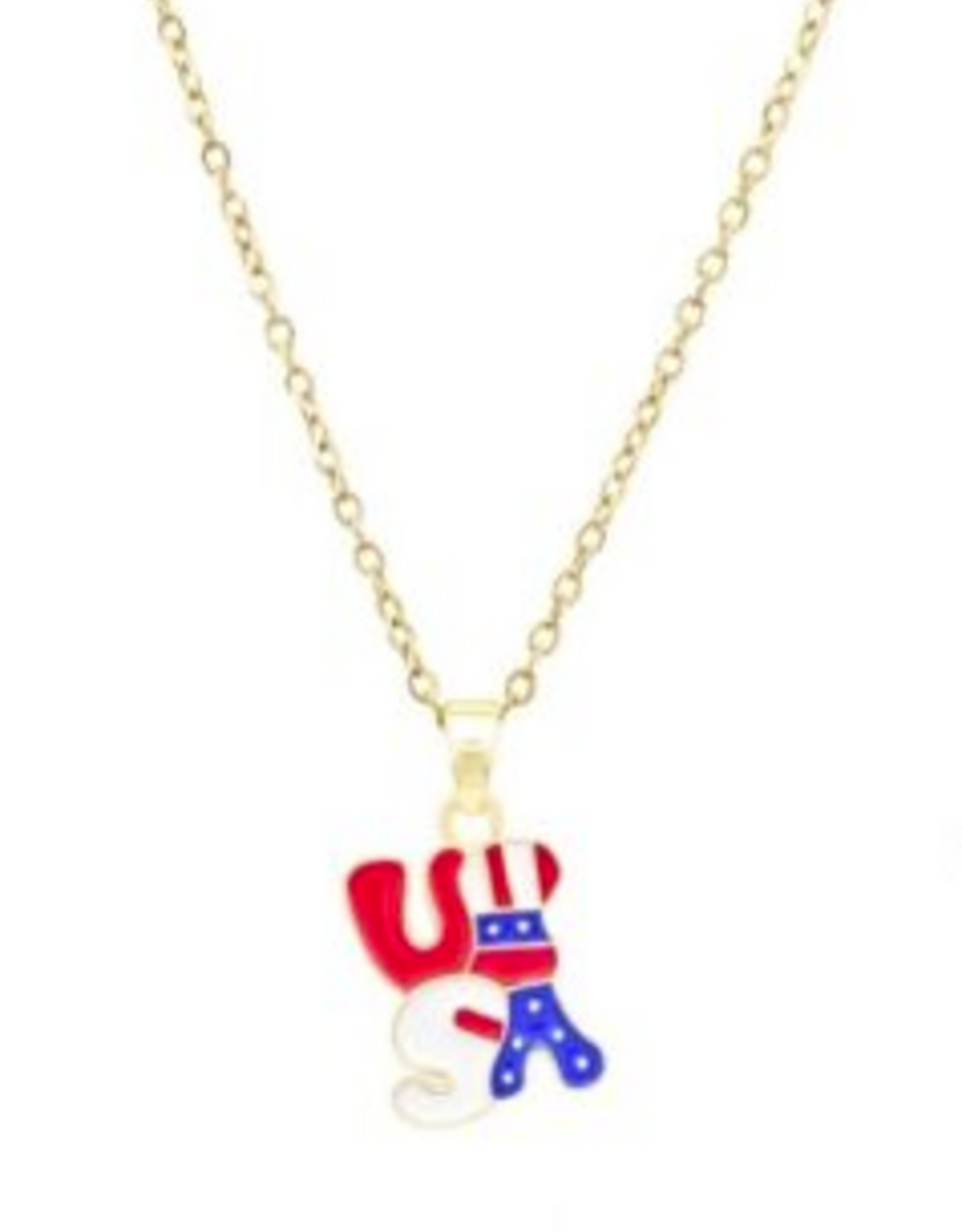 Coronet Coronet Gold Patriotic R/W/B USA Necklace