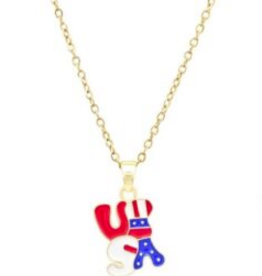Coronet Coronet Gold Patriotic R/W/B USA Necklace