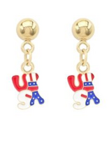 Coronet Coronet Gold Patriotic R/W/B USA Earring