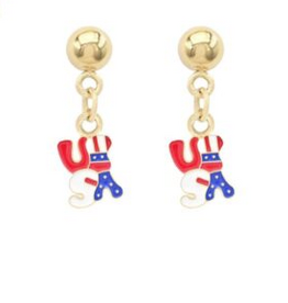 Coronet Coronet Gold Patriotic R/W/B USA Earring