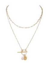 Coronet Coronet Gold Toggle Pearl Charm Layered Necklace