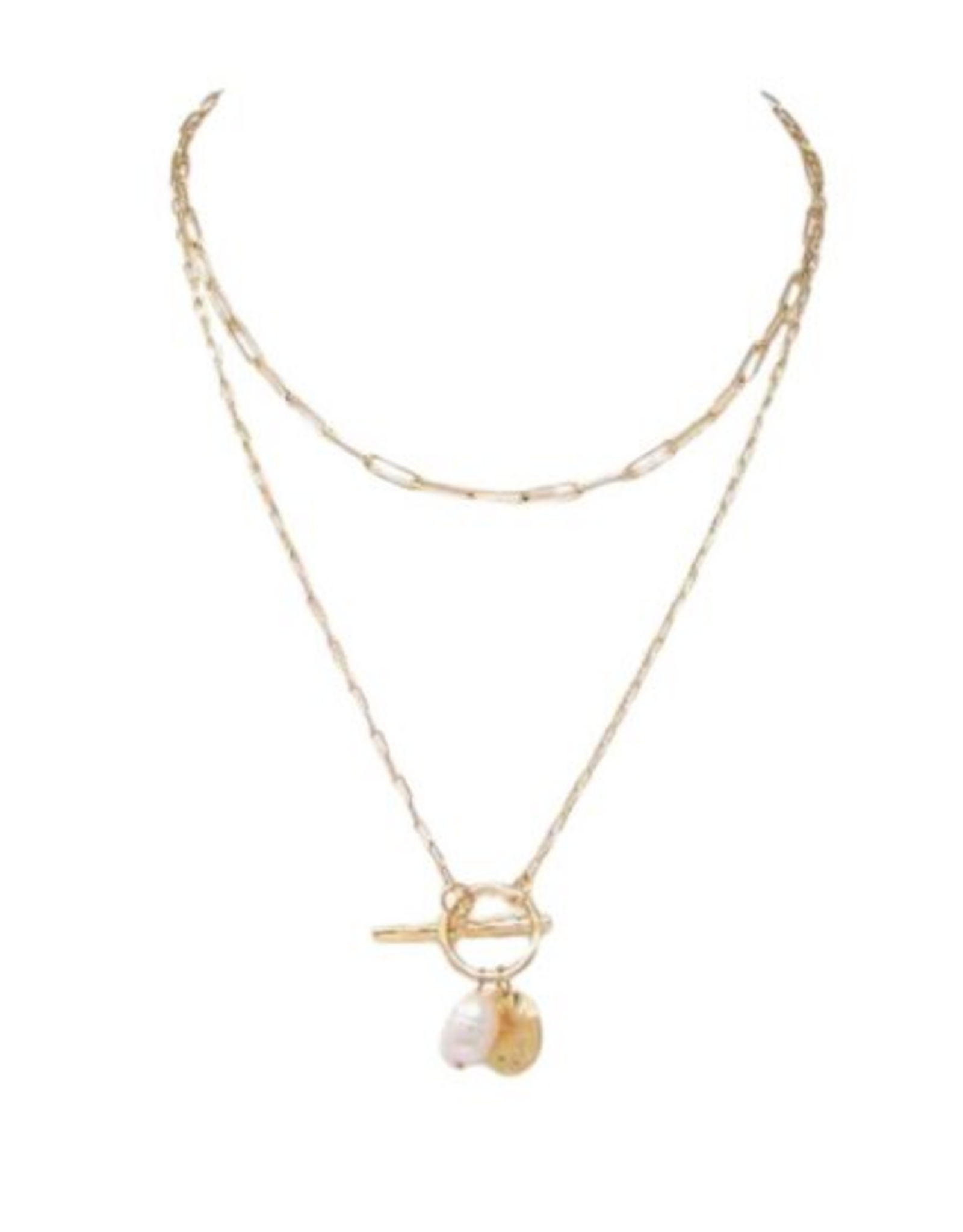 Coronet Coronet Gold Toggle Pearl Charm Layered Necklace