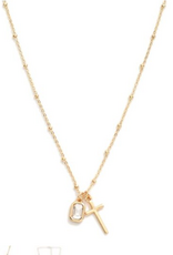 Coronet Coronet Gold Cross & Crystal Charm Necklace
