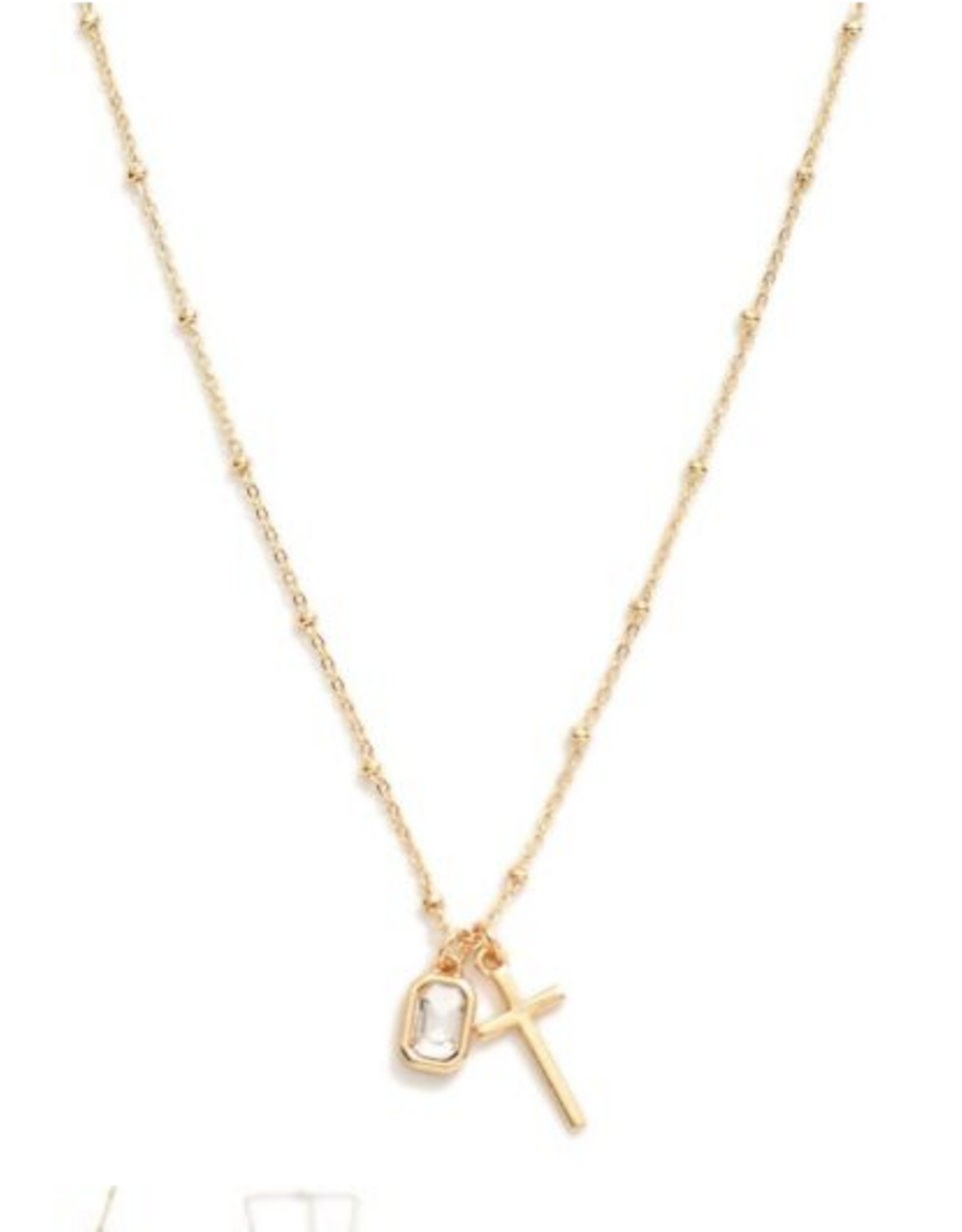Coronet Coronet Gold Cross & Crystal Charm Necklace