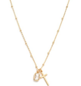 Coronet Coronet Gold Cross & Crystal Charm Necklace