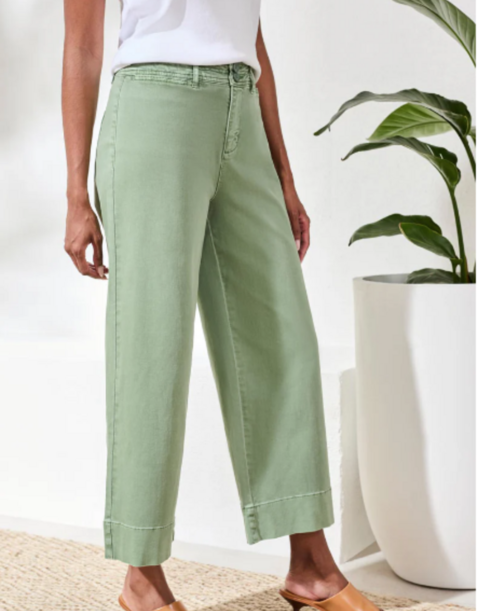 Tribal Tribal Moss High Rise Fly Front Palazzo Pant