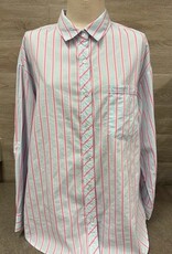 Tribal Tribal Hydrangea Double Stripe Poplin L/S  Top