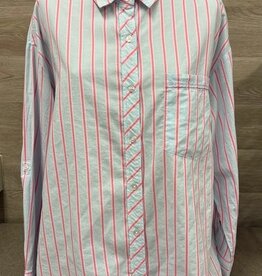 Tribal Tribal Hydrangea Double Stripe Poplin L/S  Top