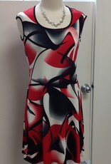 Michael Tyler Michael Tyler Red/Black  Round Neck Cap Sleeve Dress
