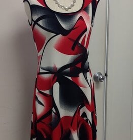 Michael Tyler Michael Tyler Red/Black  Round Neck Cap Sleeve Dress