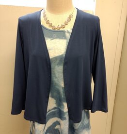 Michael Tyler Michael Tyler Denim Blue Open Front 3/4 Sleeve Cardigan