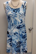 Michael Tyler Michael Tyler Light Blue/Navy Round Neck  Sleeveless Dress