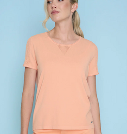 Picadilly PICADILLY Apricot  Round Neck Short-Sleeve Pointelle  Top