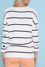 Picadilly PICADILLY White 3/4 Sleeve Embellished Top