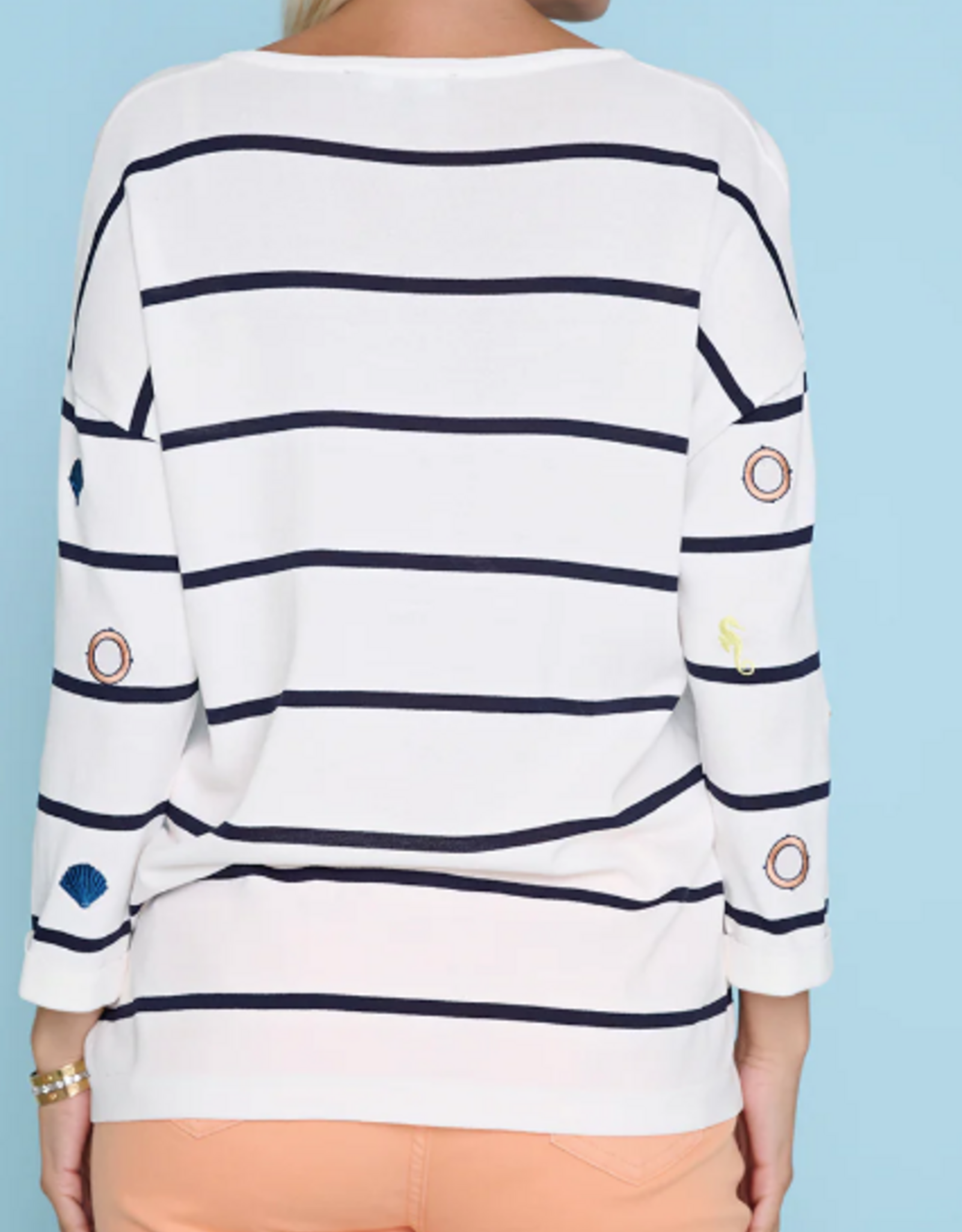 Picadilly PICADILLY White 3/4 Sleeve Embellished Top