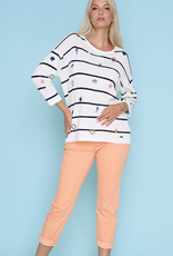 Picadilly PICADILLY White 3/4 Sleeve Embellished Top