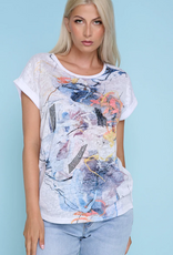 Picadilly PICADILLY  White Dusty Blue Print S/S Top