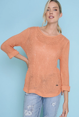 Picadilly PICADILLY Apricot  Round Neck L/S  Open Knit Design Top