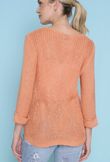 Picadilly PICADILLY Apricot  Round Neck L/S  Open Knit Design Top