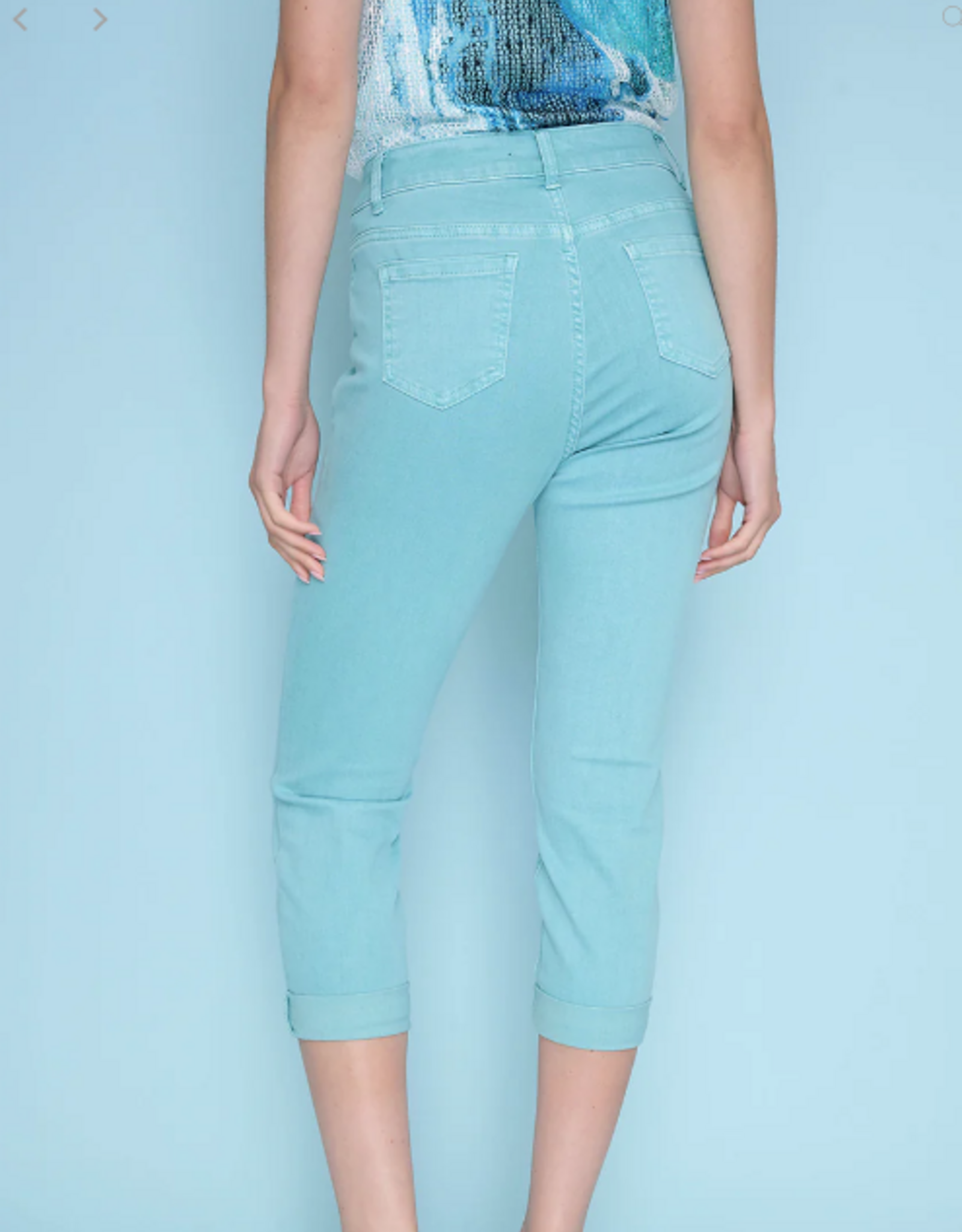 Picadilly PICADILLY Dusty Blue Cuffed Cropped Jean