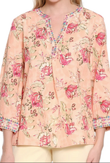 Sharon Young Inc Tru Luxe Split Neck 3/4 Sleeve Top