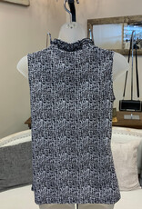 Beachtime Beach Time  ABBK Blk/Wht Daisy Print V-Neck Sleeveless Tank