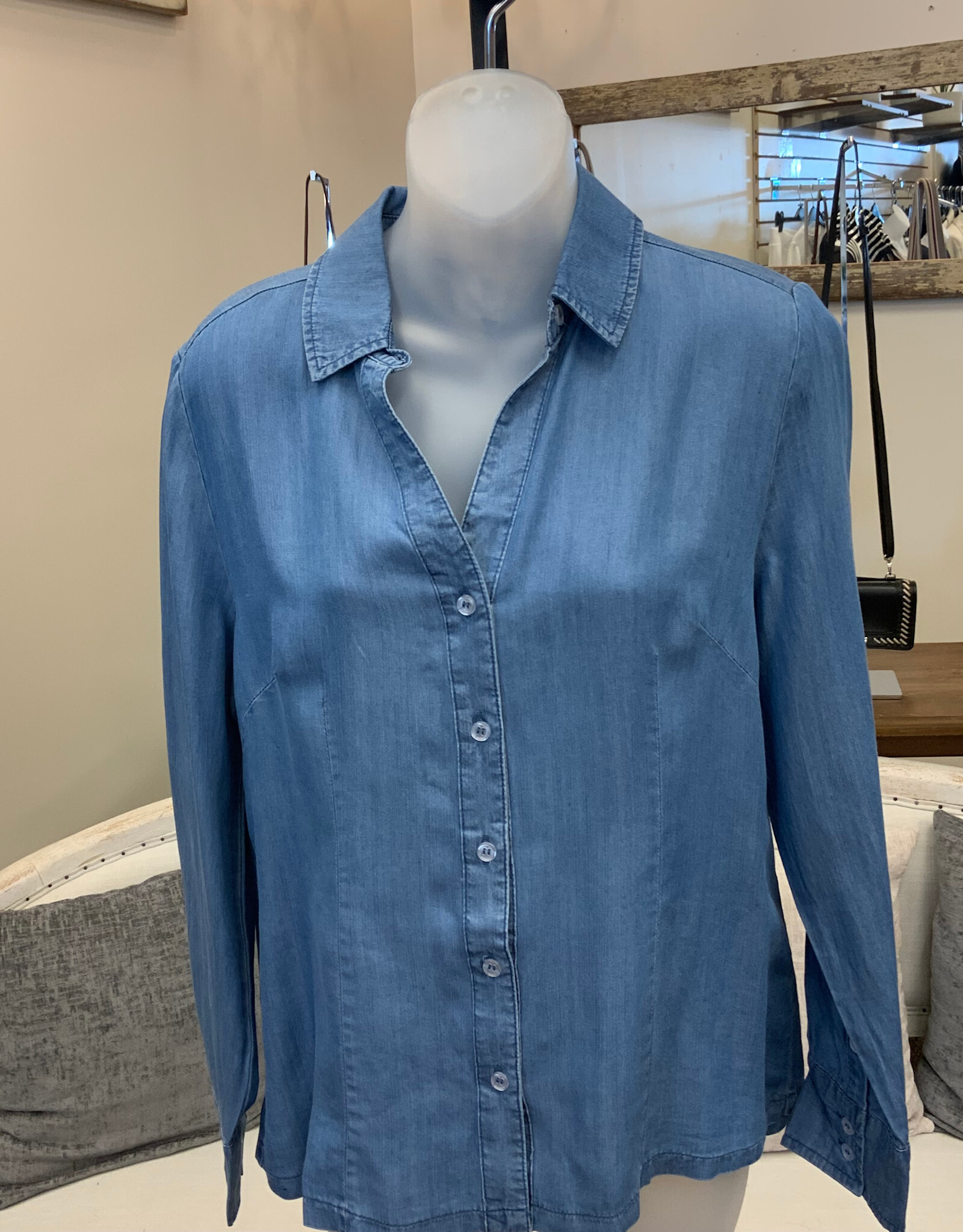 Lulu B Lulu B DNLA  Chambray  Button Up L/S Top