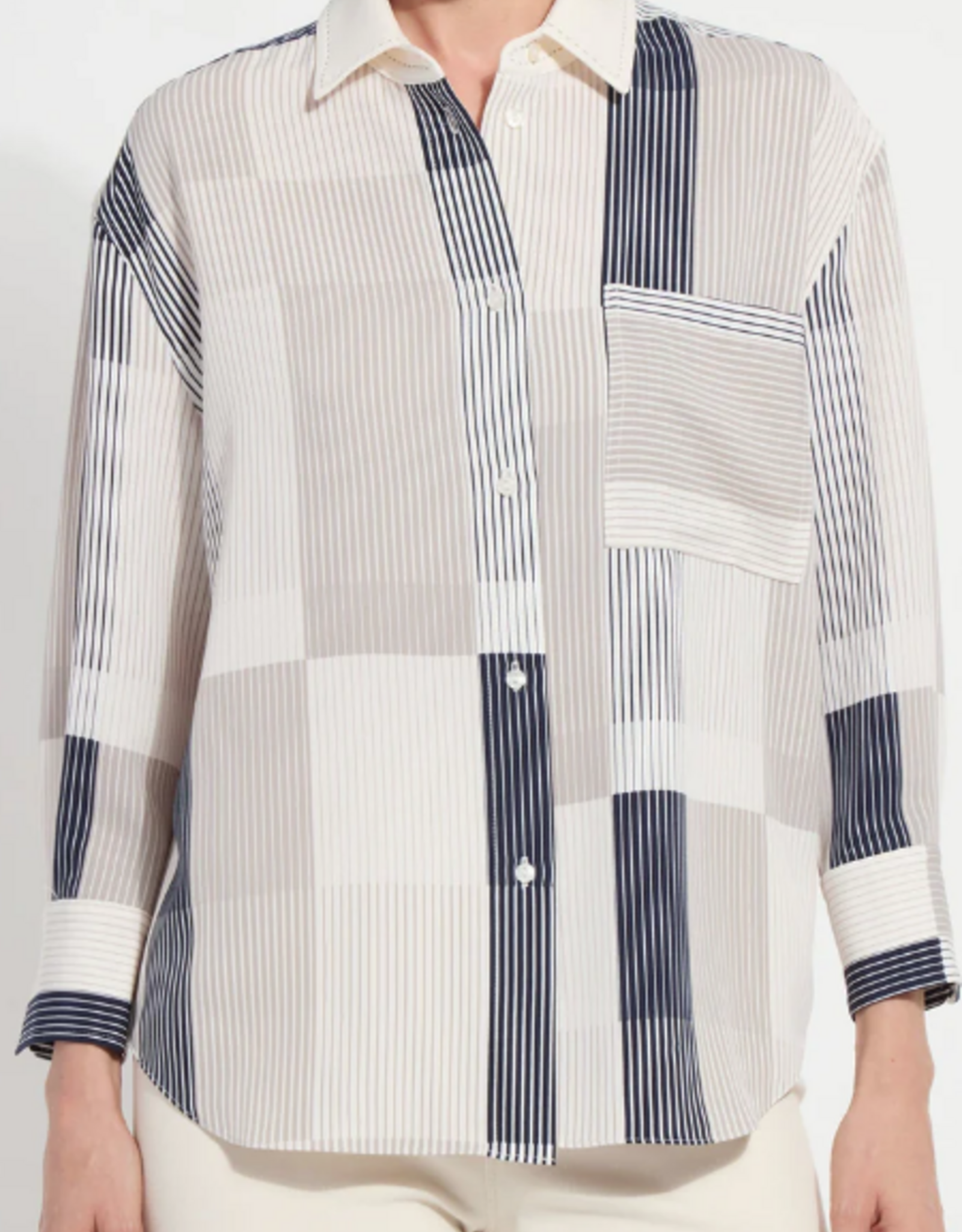 Lysse Lysse  Jessica 3/4 Sleeve Cropped Print  L/S Shirt