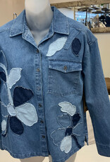 Sharon Young Inc Tru Luxe Denim Shirt Jacket w/Flower Detail