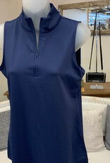 Beachtime Beach Time NVY Navy 1/4 Zip Sleeveless Top