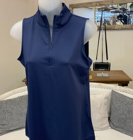 Beachtime Beach Time NVY Navy 1/4 Zip Sleeveless Top