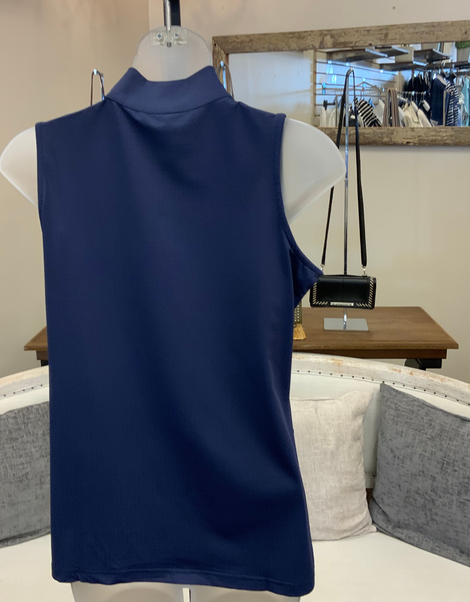 Beachtime Beach Time NVY Navy 1/4 Zip Sleeveless Top