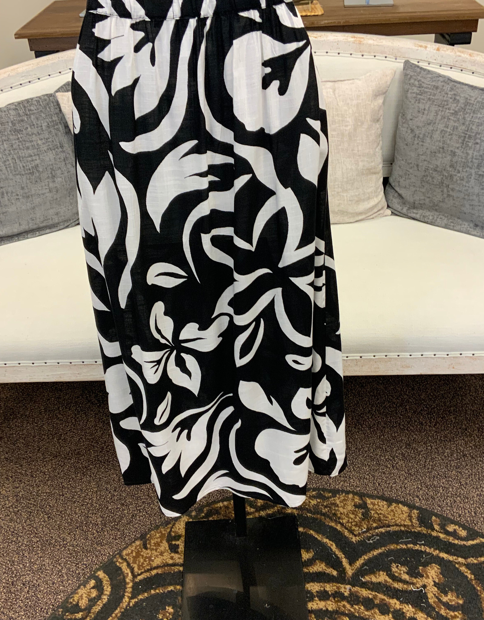 Tribal Tribal BLK/WHT Print  Pull On Wrap Skirt